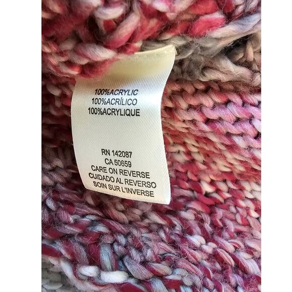 Noelle Simply Oversized Cable Knit V-Neck Sweater Women Sz L/XL Colorblock Multi - Picture 6 of 6